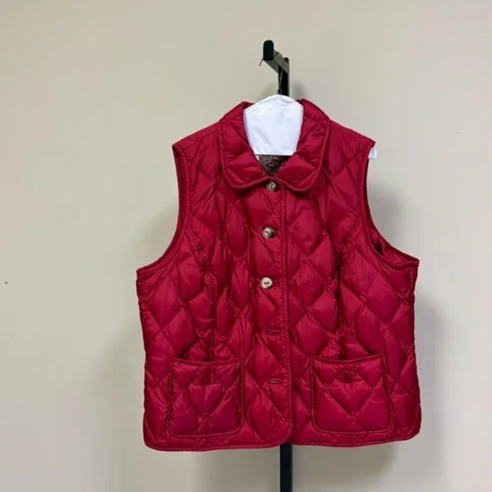 Ladies Plus size 2X Talbots red/burgundy quilted vest